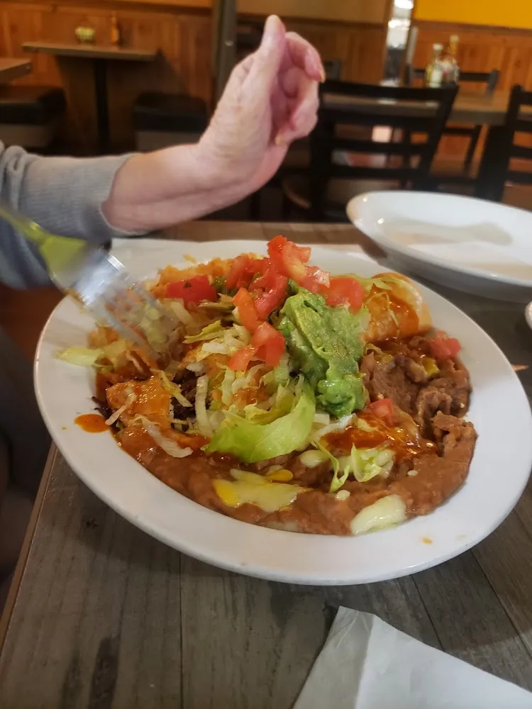 Deep Fried Shredded Beef Chimichanga with Double Refried Beans
